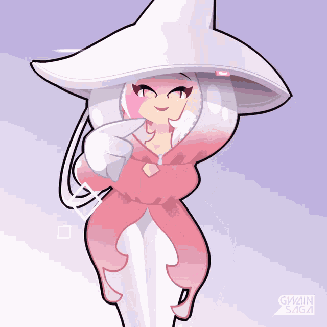 a drawing of a girl with a white hat and the name chain saga
