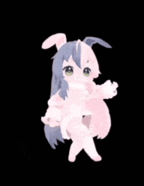 a girl with bunny ears is holding a remote control in her hand .