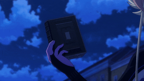 a girl in a purple dress is holding a book