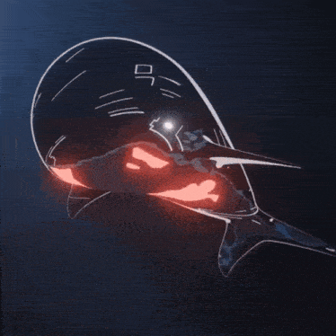 a drawing of a dolphin with a red light coming out of its mouth