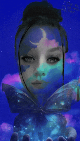 a painting of a woman holding a butterfly with the words i love you to the moon and back