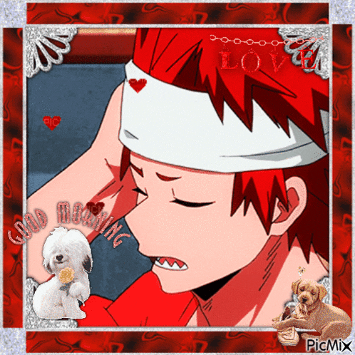 a picture of a man with a bandage on his head and the words good morning on the bottom