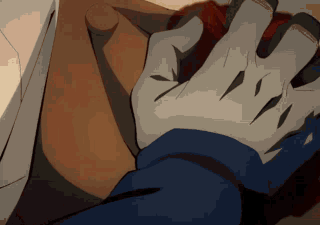 a close up of a person 's hand on another person 's neck
