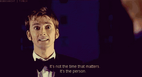 a man in a tuxedo and bow tie says " it 's not the time that matters it 's the person "