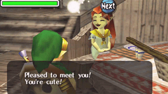 a video game character says " pleased to meet you "