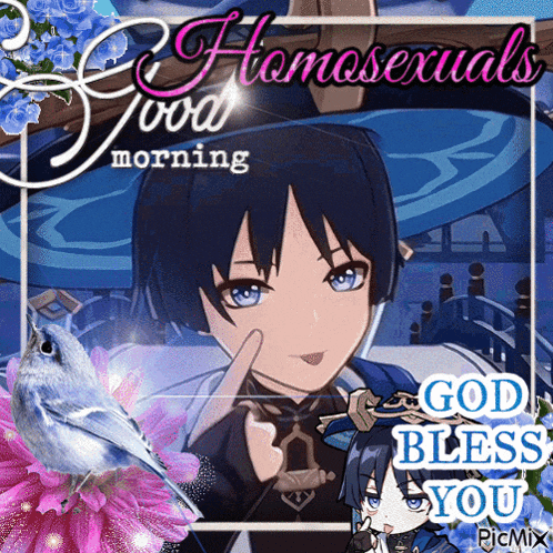 a picture of a boy with the words " god bless you "