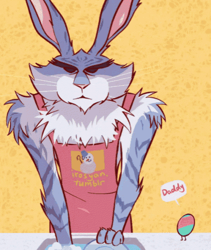 a cartoon drawing of a rabbit wearing an apron that says it 's you tumblr