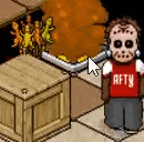 a video game character wearing a red shirt that says afty