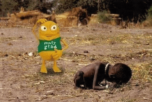 a cartoon character with a green shirt that says ' maty grod ' on it