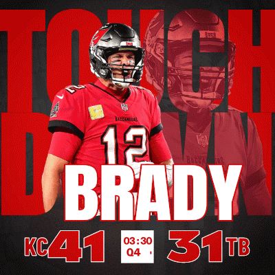 a poster that says brady kc 41 q4 31 tb
