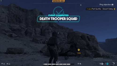 a computer screen shows a death trooper squad event completed
