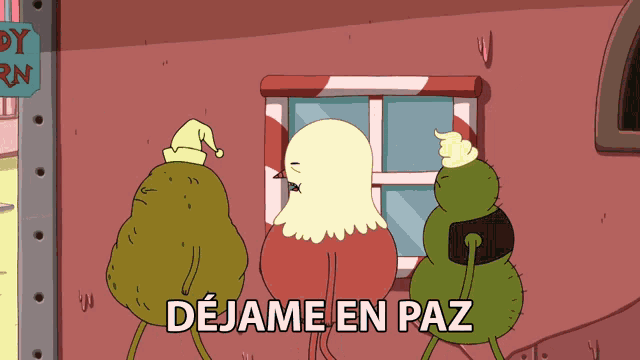 a cartoon says dejame en paz on the bottom