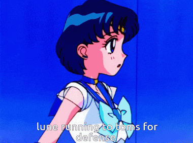 a cartoon of a girl with the words " lune running to toms for defense " below her