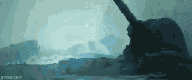 a painting of a cannon with the website getrb.com written below it