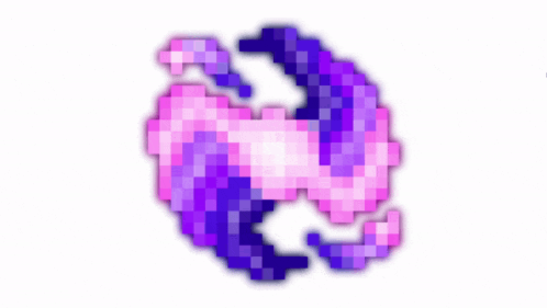 a pixel art drawing of a pink and purple object