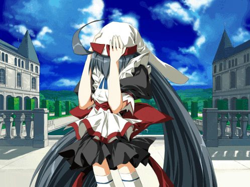 a girl with long black hair is covering her face with a white cloth