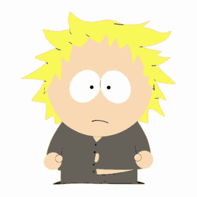 a cartoon character with yellow hair and white eyes is wearing a green shirt