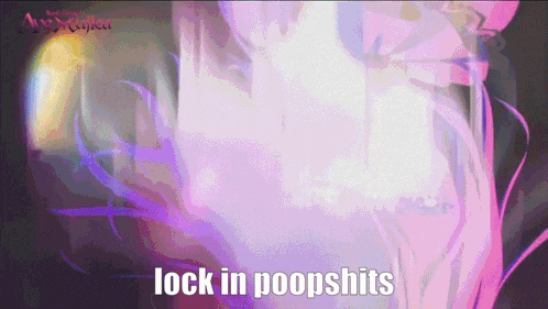 a pink and purple background with the words lock in poopshits