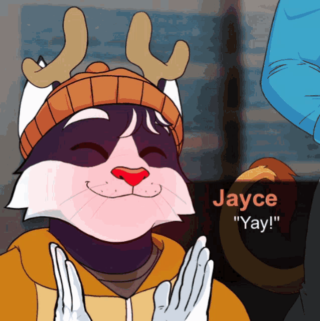 a cartoon cat with antlers and the name jayce on the bottom