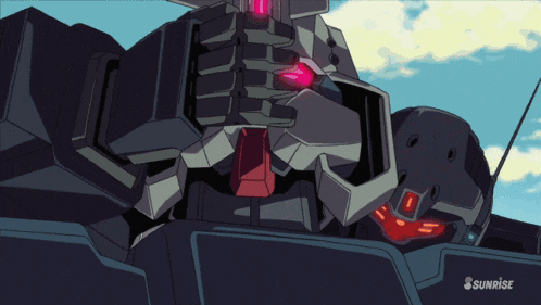 a robot with a sunrise logo on the bottom right