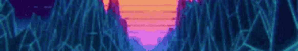 a computer generated image of a forest with a sunset in the background and a triangle in the middle .