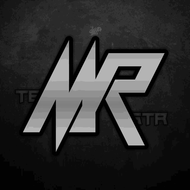 a black background with a silver letter mr
