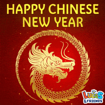 a picture of a dragon with the words " happy chinese new year " above it
