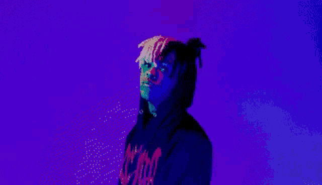 a pixel art of a man wearing a hoodie and a headband giving the middle finger .