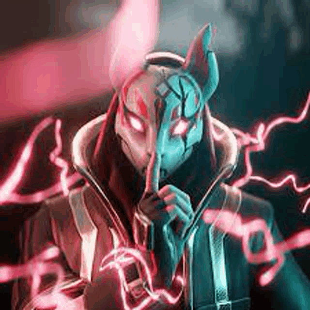 a person with a mask on their face is holding their finger to their lips .