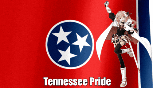 a tennessee pride poster with a girl holding a sword