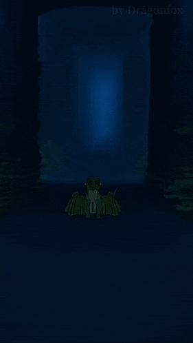 a drawing of a dragon in a dark cave