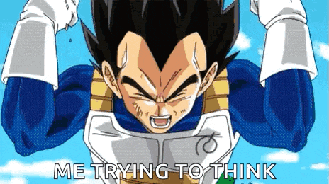 a cartoon character says " me trying to think "