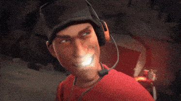 a cartoon character is shooting a red light at another character