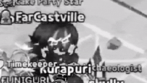 a black and white photo of a person with the name farcastville on the bottom
