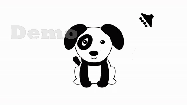 a drawing of a dog with the word demo in the corner