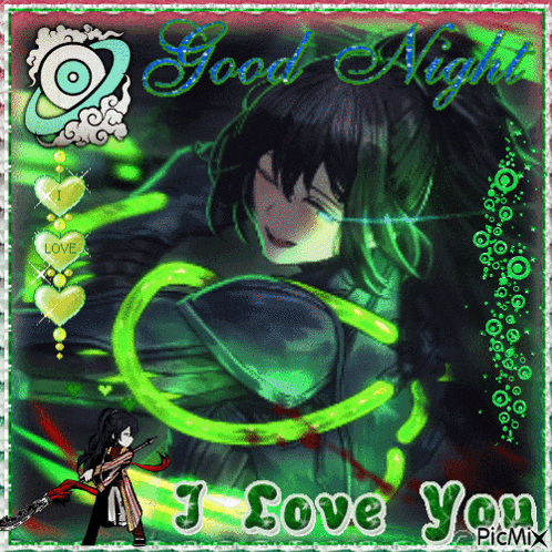 a picture of a girl with the words good night i love you on it