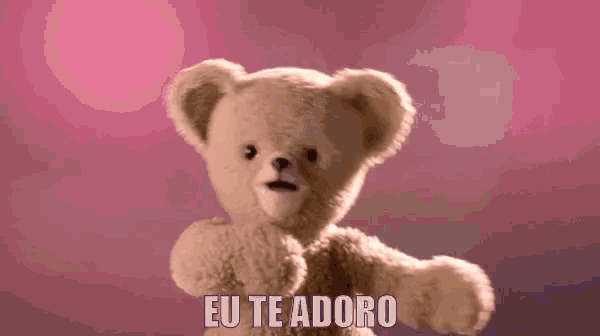 a teddy bear with the words eu te adoro written on it