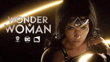 a poster for wonder woman features a woman in a costume