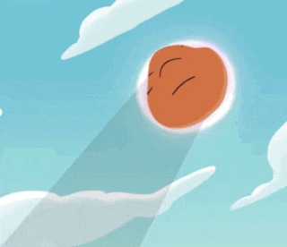 a cartoon face is floating in the air with a pink glow around it