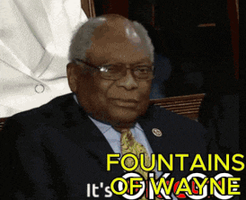 a man in a suit and tie with the words fountains it 's of wayne