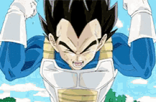 a cartoon of vegeta from dragon ball z with his arms up