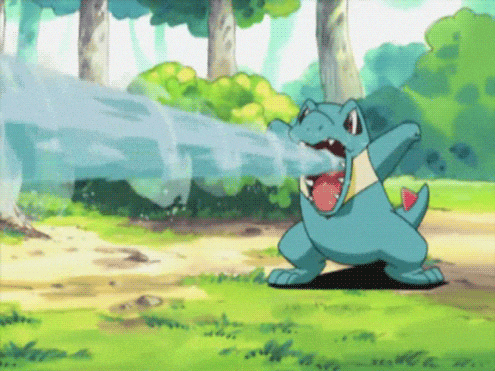 a cartoon of a crocodile squirting water out of its mouth