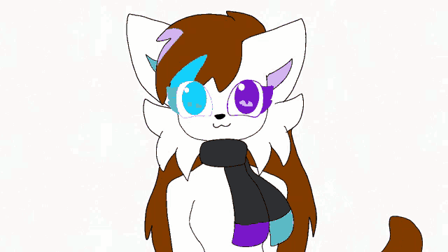 a drawing of a cat with glasses and a scarf sticking its tongue out