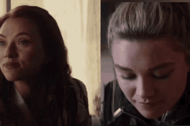 a close up of a woman 's face and a close up of a woman 's face
