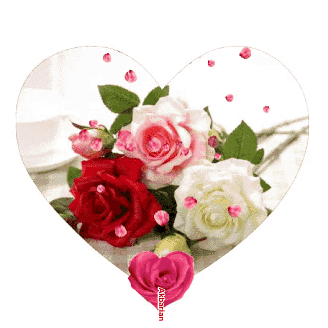 a bouquet of roses in a heart shaped frame with the name abbrian on the bottom