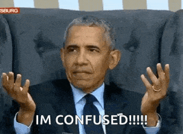 barack obama is sitting in a chair making a funny face and saying i 'm confused !!!