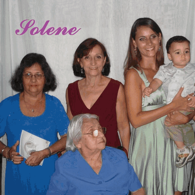 a group of women posing for a picture with the name solene on the bottom right