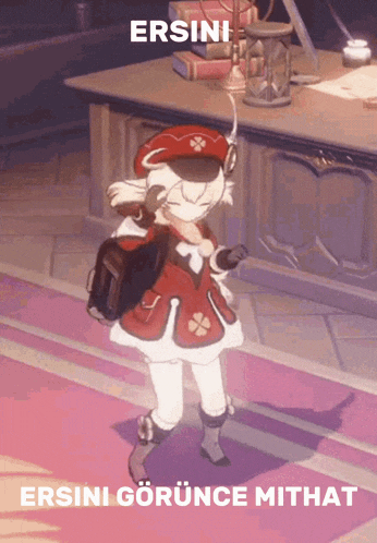 a cartoon character with the words ersini written on the bottom