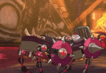 a cartoon character is laying on a bed with a pink circle that says control