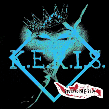 a drawing of a woman wearing a crown and the word keri on a black background